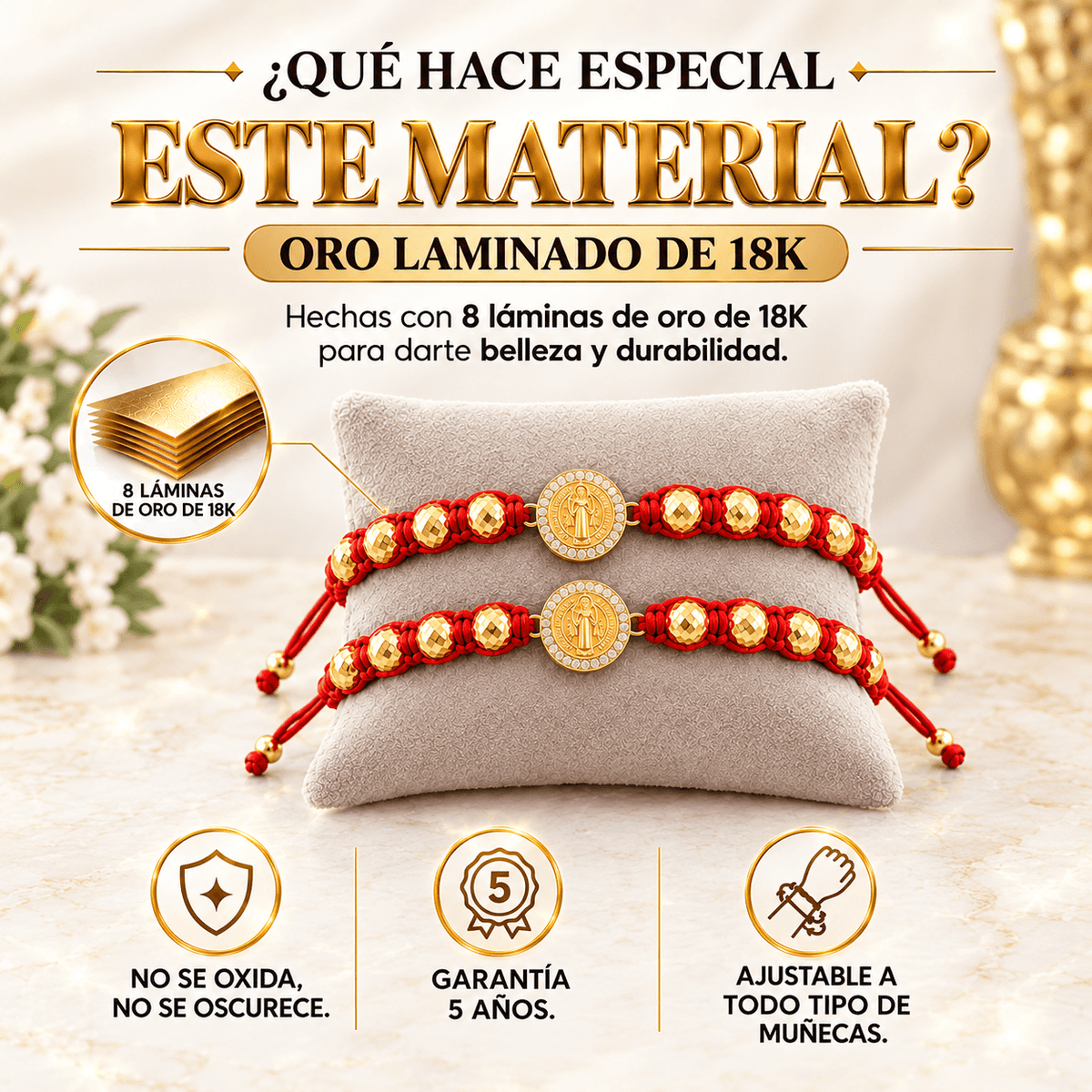 Set de Pulseras San Benito Oro Laminado 18K