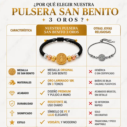 Set de Pulseras San Benito 3 Oros
